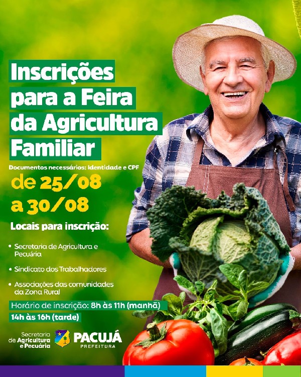 Inscrições para a Feira da Agricultura Familiar